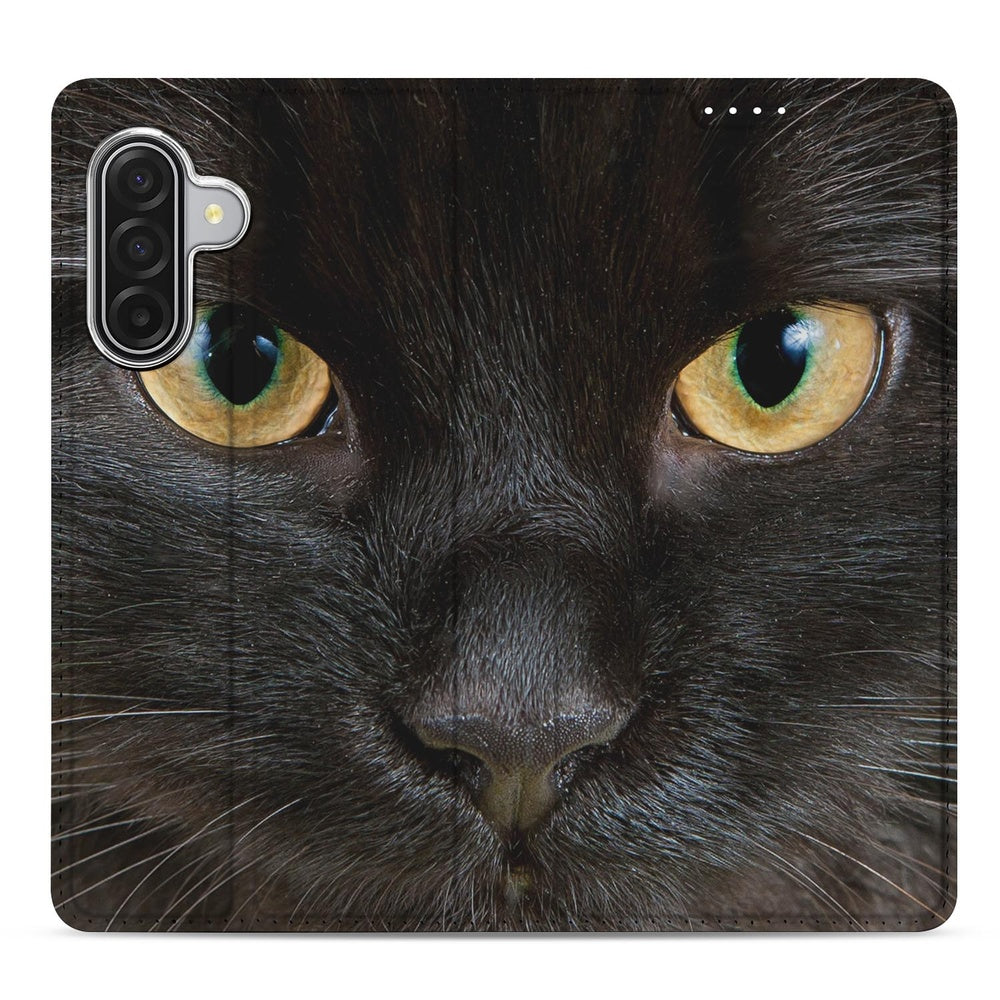 Samsung Galaxy A17 Telefoonhoesje met magneet Zwarte Kat voorkant