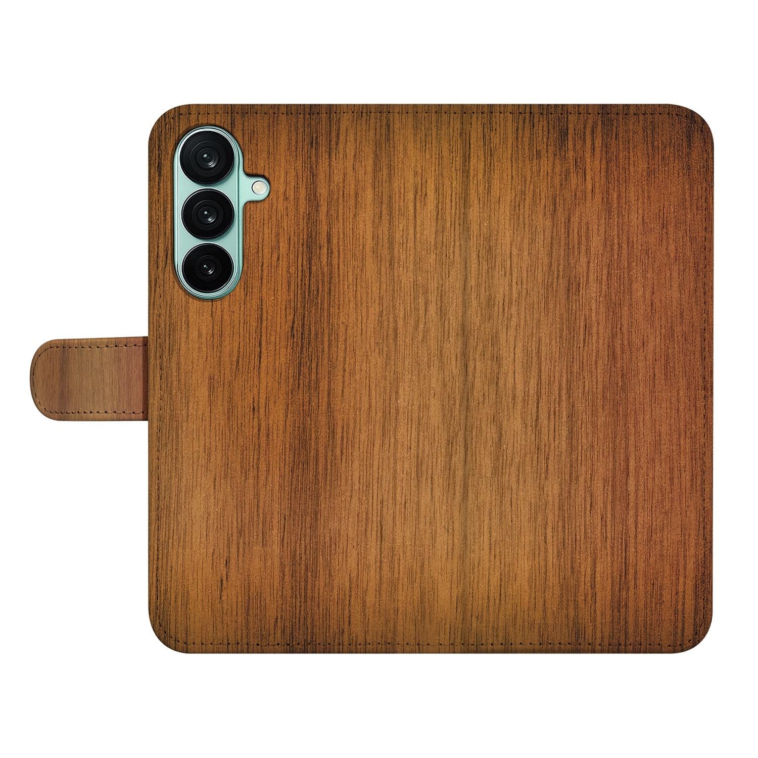 Samsung Galaxy A27 bookcase Donker Hout, open met pasjesvakken