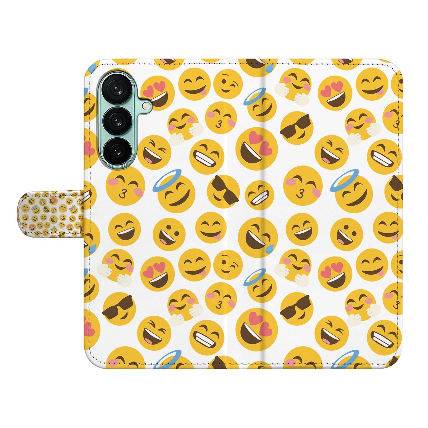 Samsung Galaxy A27 bookcase Emoji, open met pasjesvakken