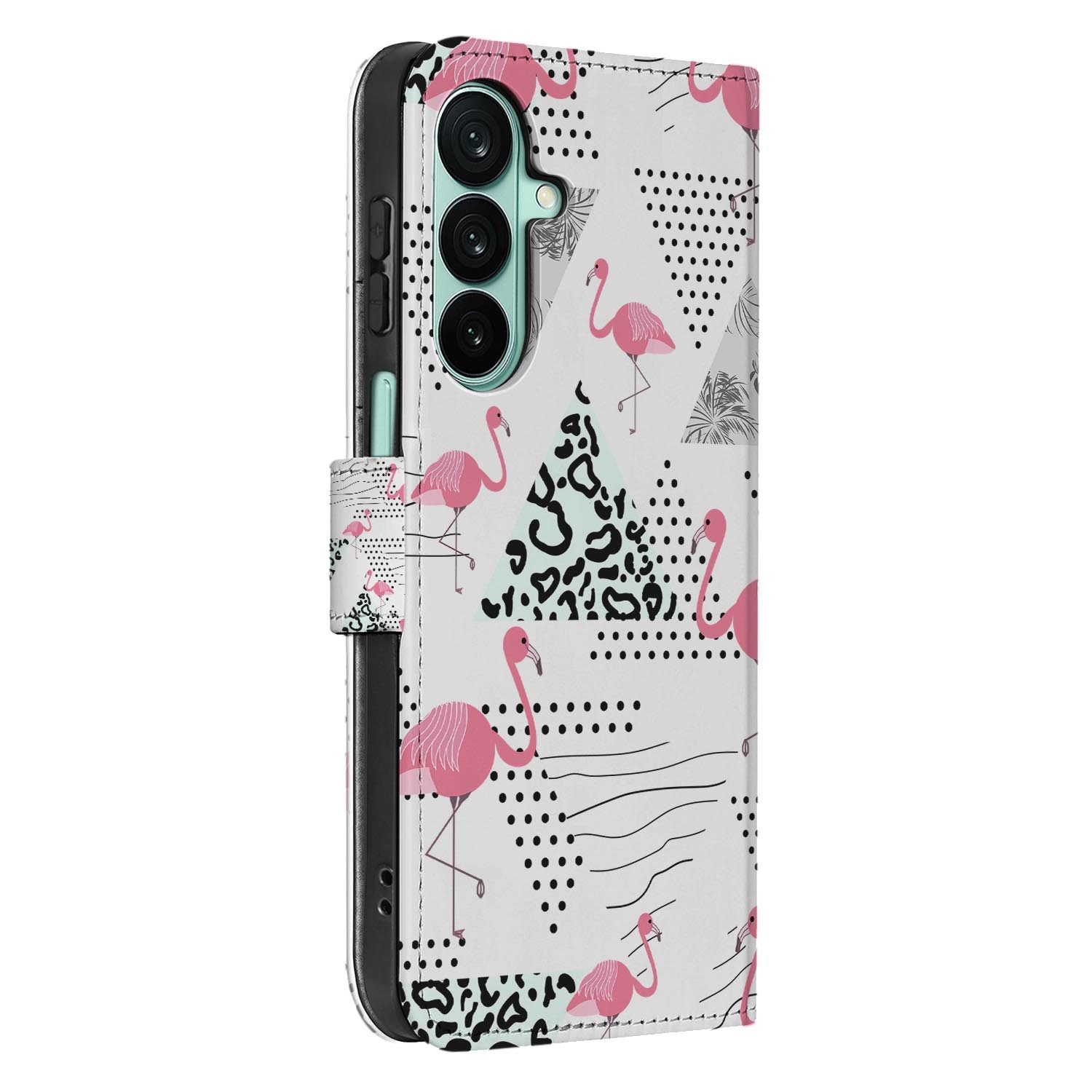 Samsung Galaxy A27 bookcase Flamingo Triangle, detail van het stiksel