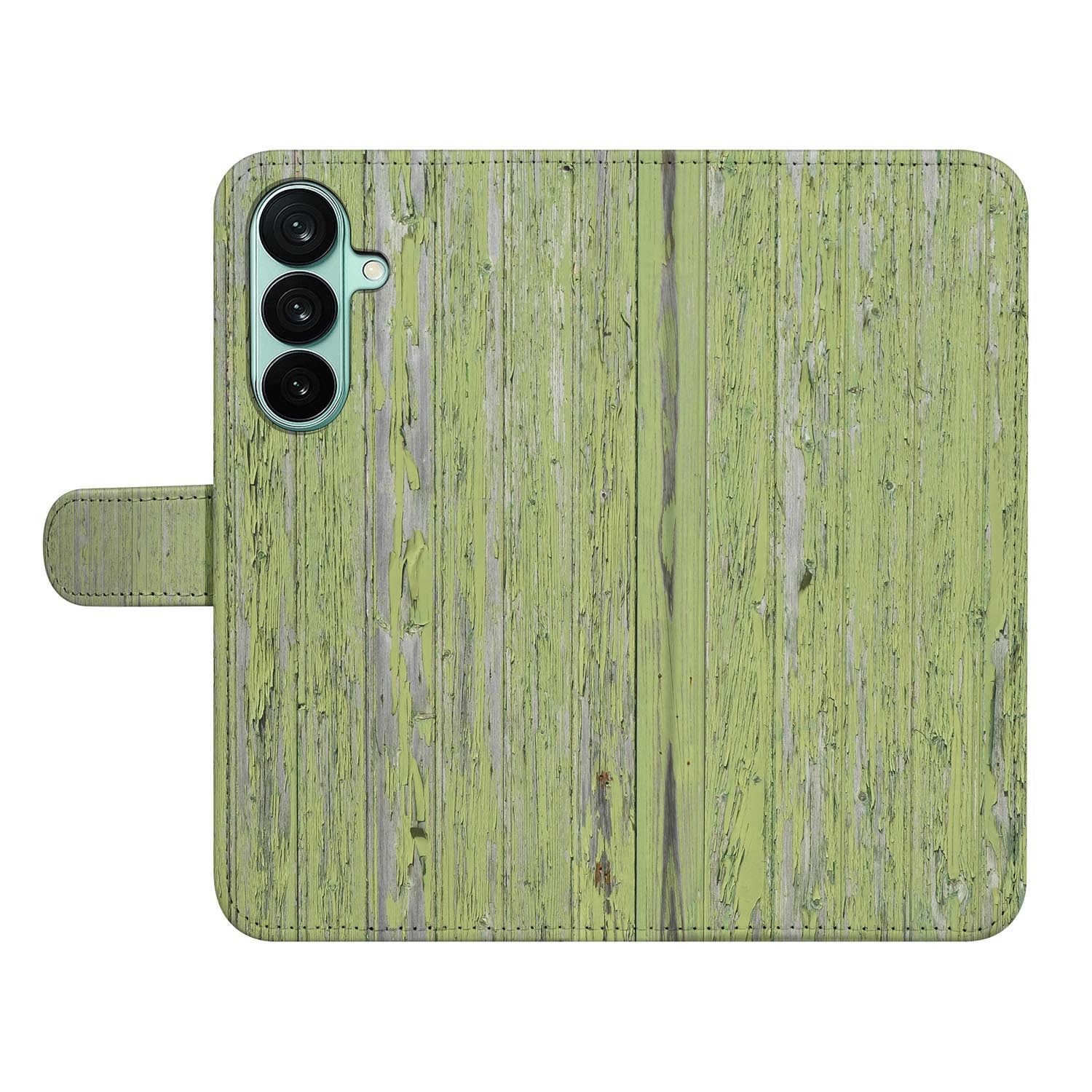 Samsung Galaxy A27 bookcase Green Wood, open met pasjesvakken