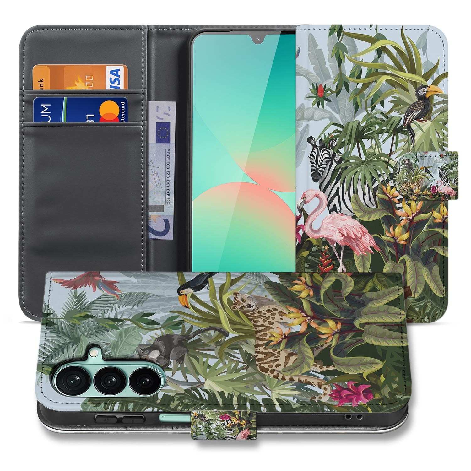 Samsung Galaxy A27 bookcase Jungle, voorkant met gesloten klep