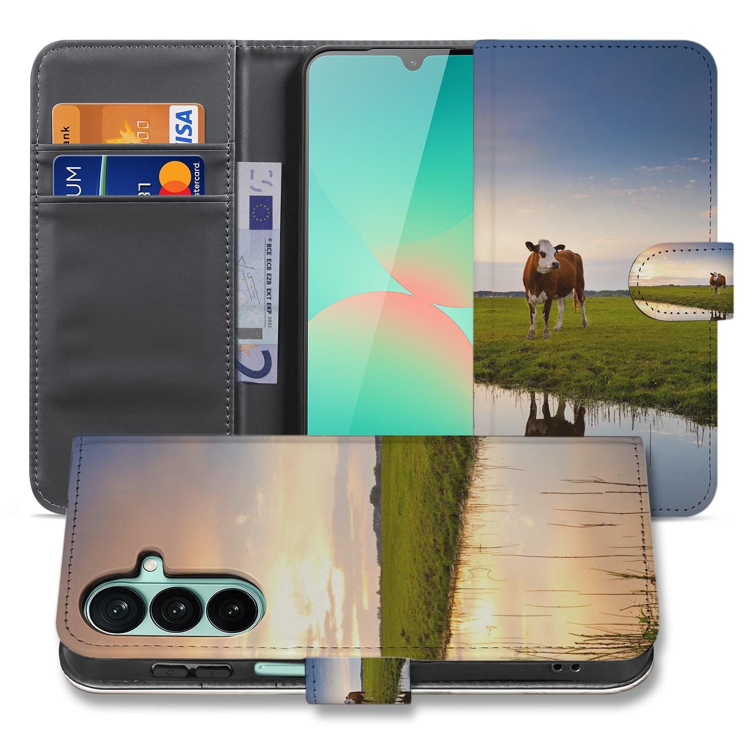 Samsung Galaxy A27 bookcase Koe, voorkant met gesloten klep