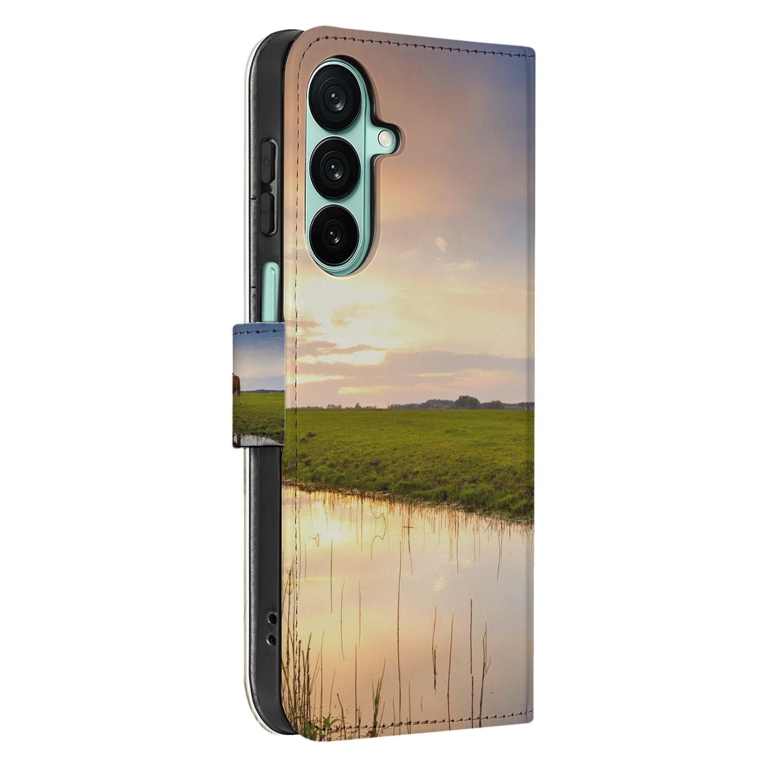 Samsung Galaxy A27 bookcase Koe, detail van het stiksel