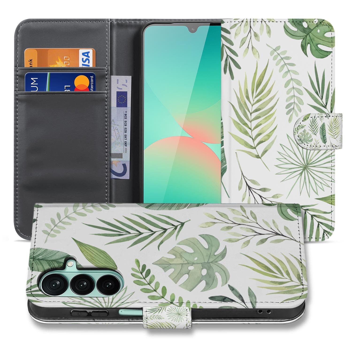 Samsung Galaxy A27 bookcase Leaves, voorkant met gesloten klep
