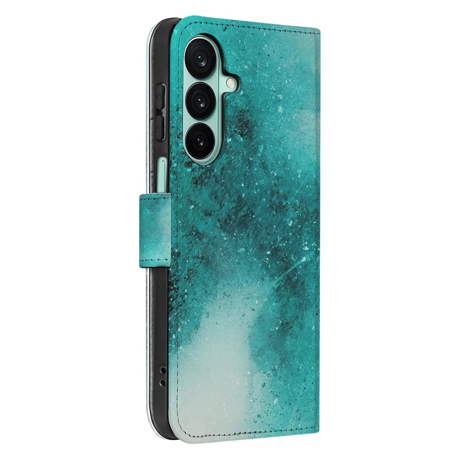 Samsung Galaxy A27 bookcase Painting Blue, detail van het stiksel