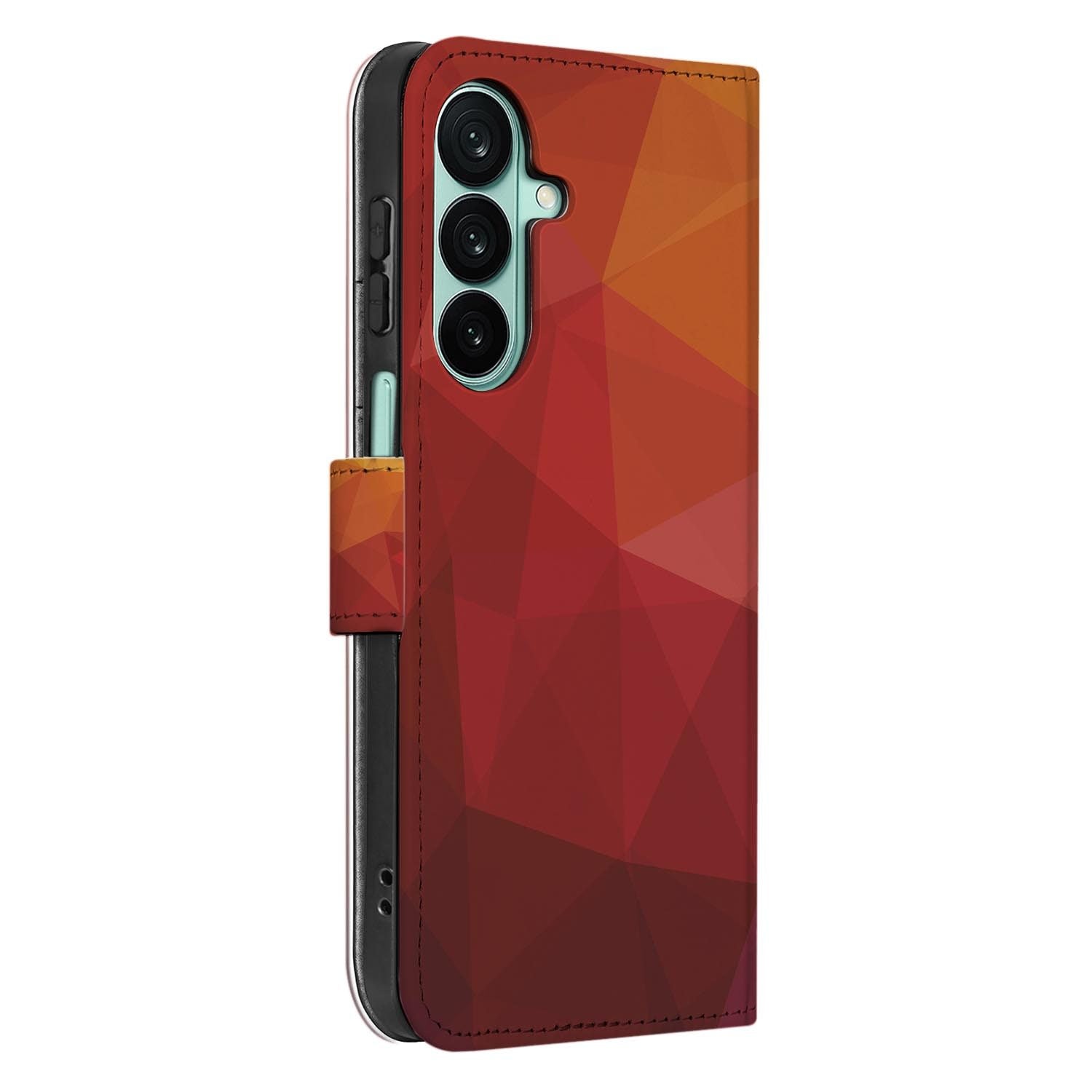 Samsung Galaxy A27 bookcase Polygon Red, detail van het stiksel