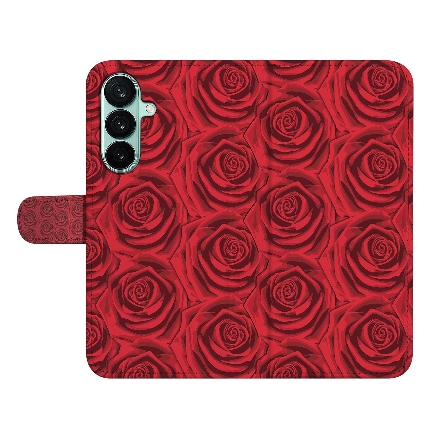 Samsung Galaxy A27 bookcase Red Roses, open met pasjesvakken