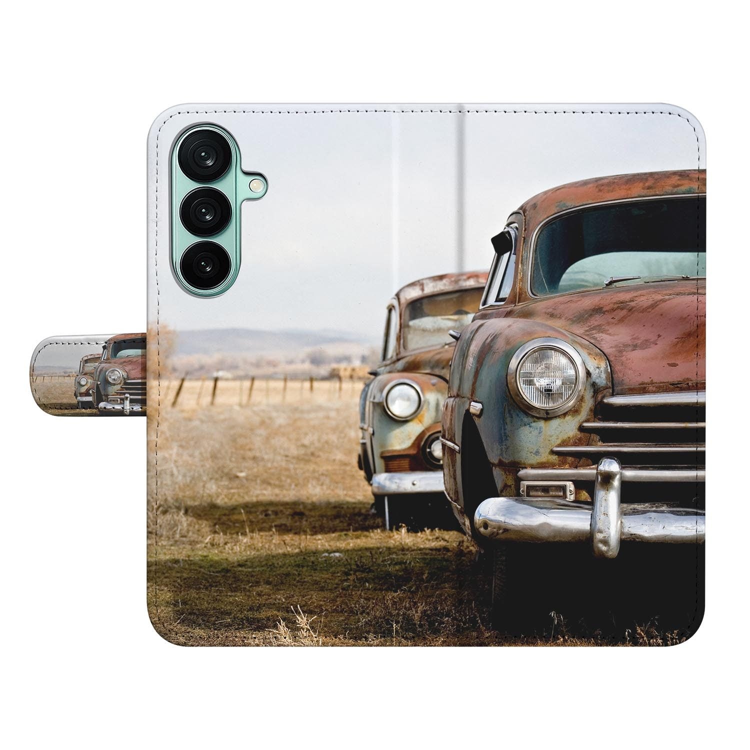 Samsung Galaxy A27 bookcase Vintage Auto, open met pasjesvakken