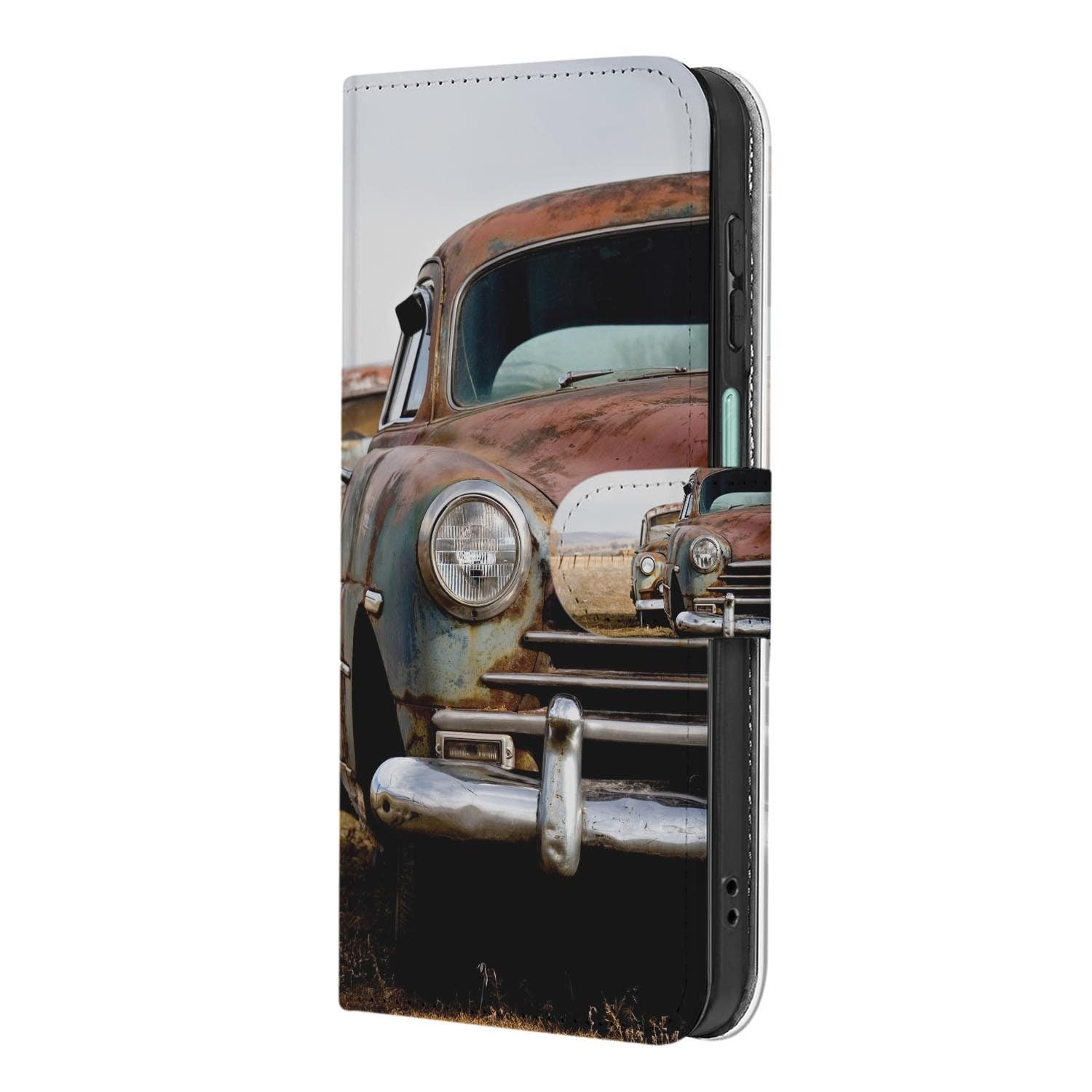 Samsung Galaxy A27 bookcase Vintage Auto, achterkant met camera-uitsparing
