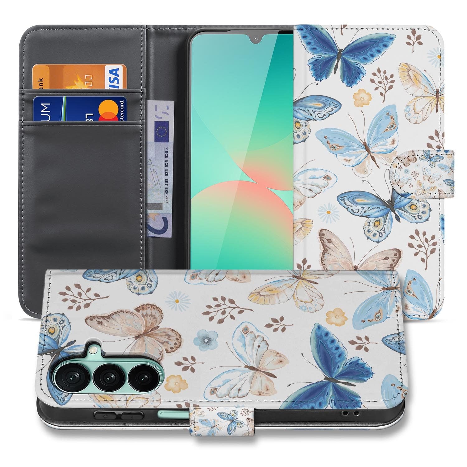 Samsung Galaxy A27 bookcase Vlinder, voorkant met gesloten klep