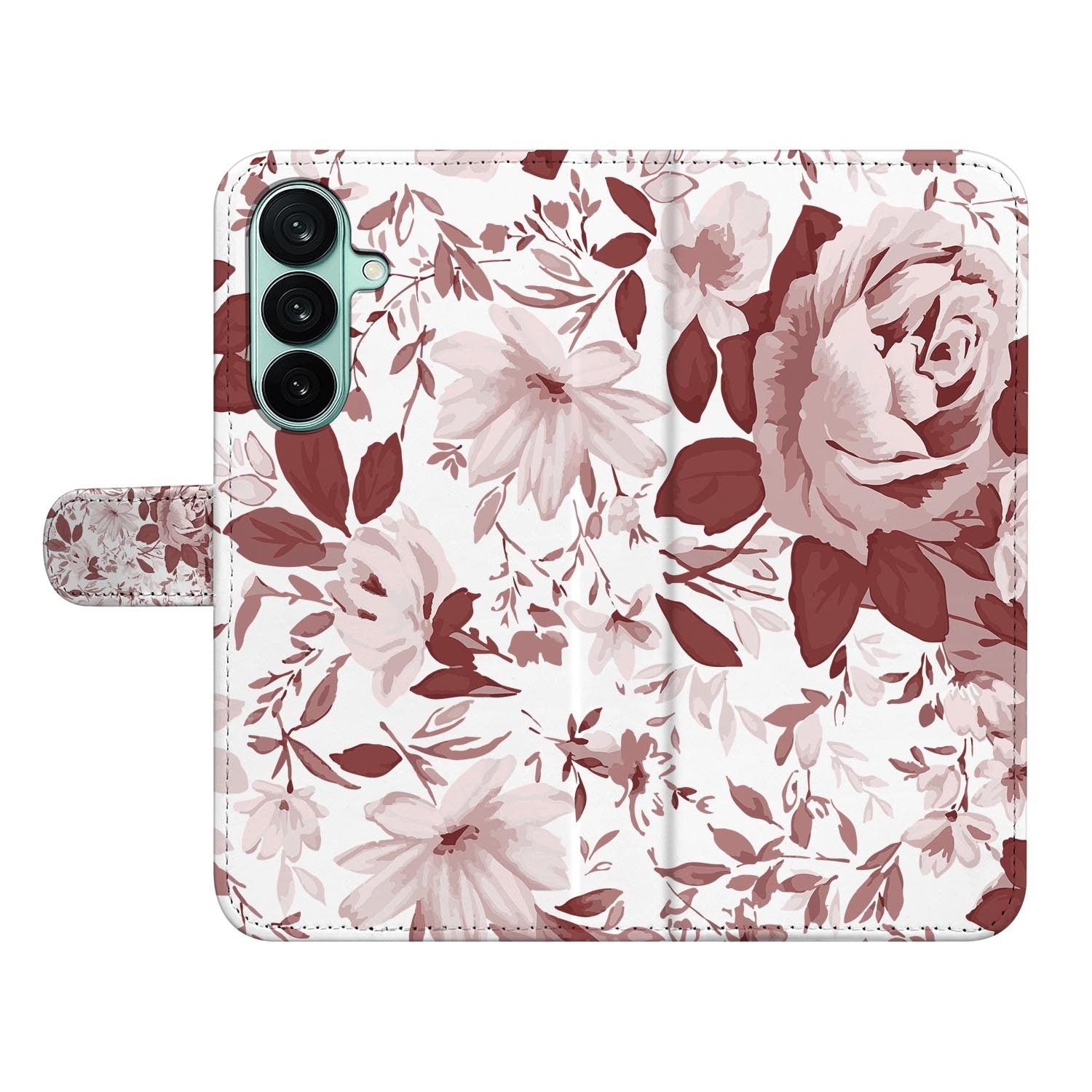 Samsung Galaxy A27 bookcase Watercolor Flowers, open met pasjesvakken
