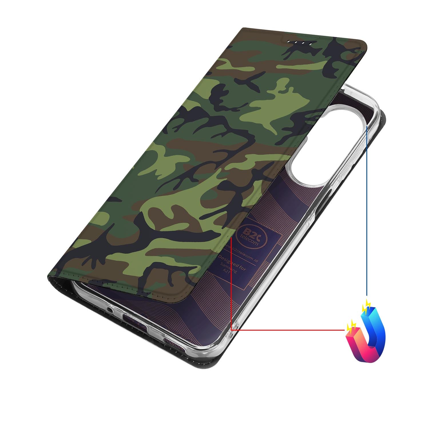 Samsung Galaxy A27 bookcase Army Dark met kunstleren klep