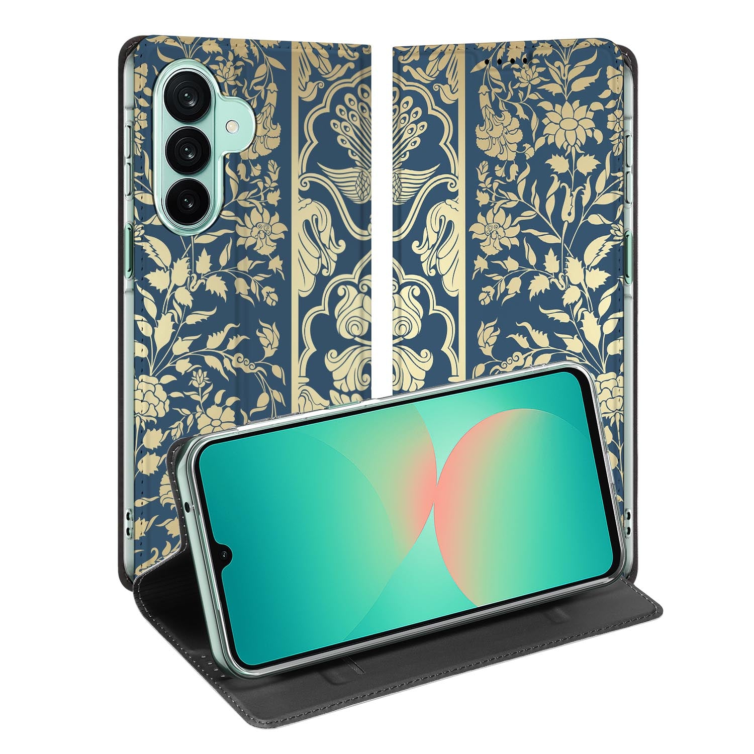 Samsung Galaxy A27 standcase met Beige Flowers-print