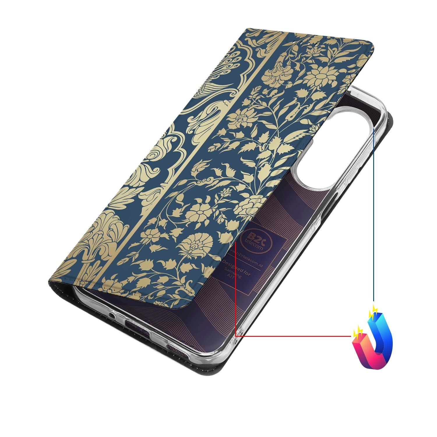 Samsung Galaxy A27 bookcase Beige Flowers met kunstleren klep