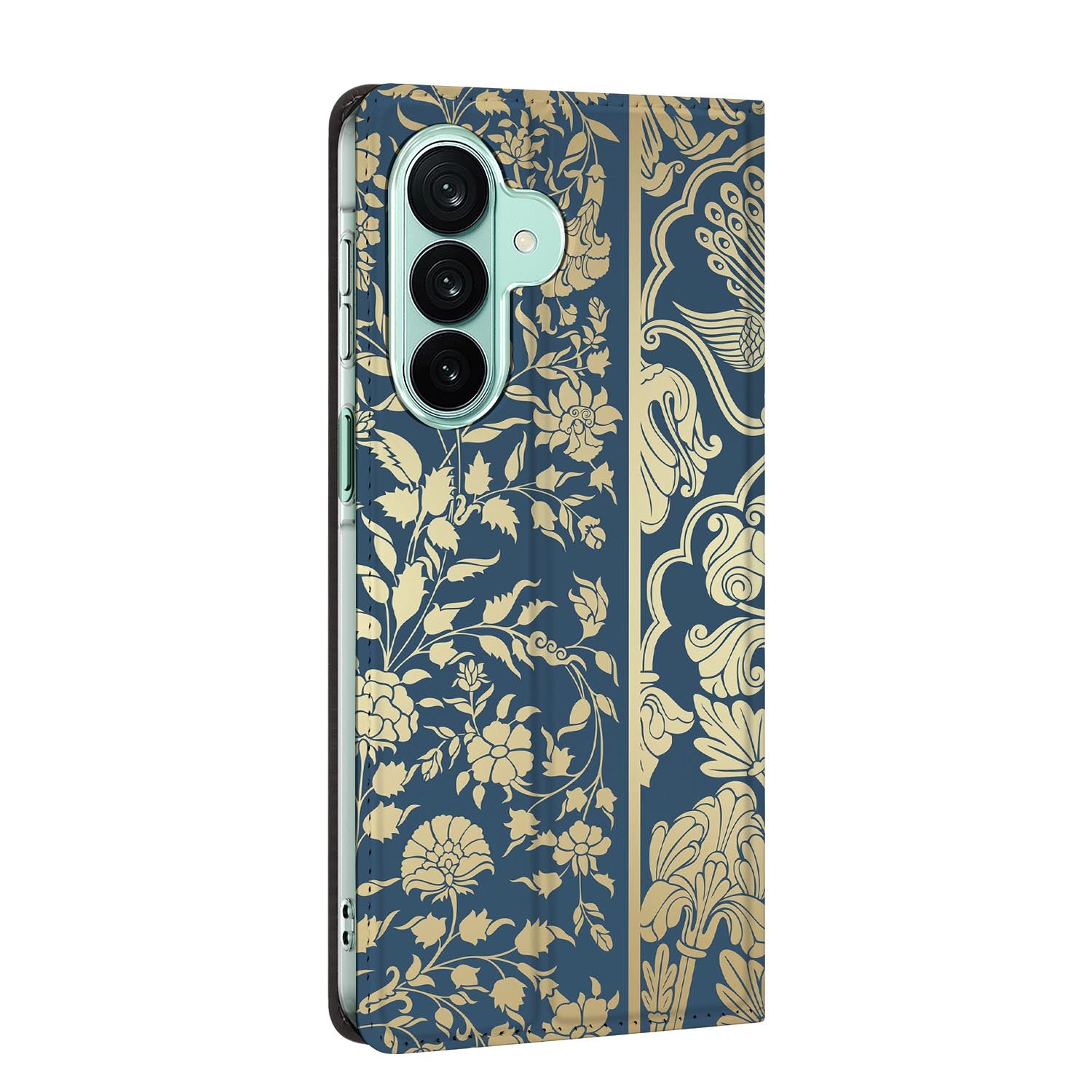 Samsung Galaxy A27 standcase Beige Flowers, bescherming voor- en achterkant