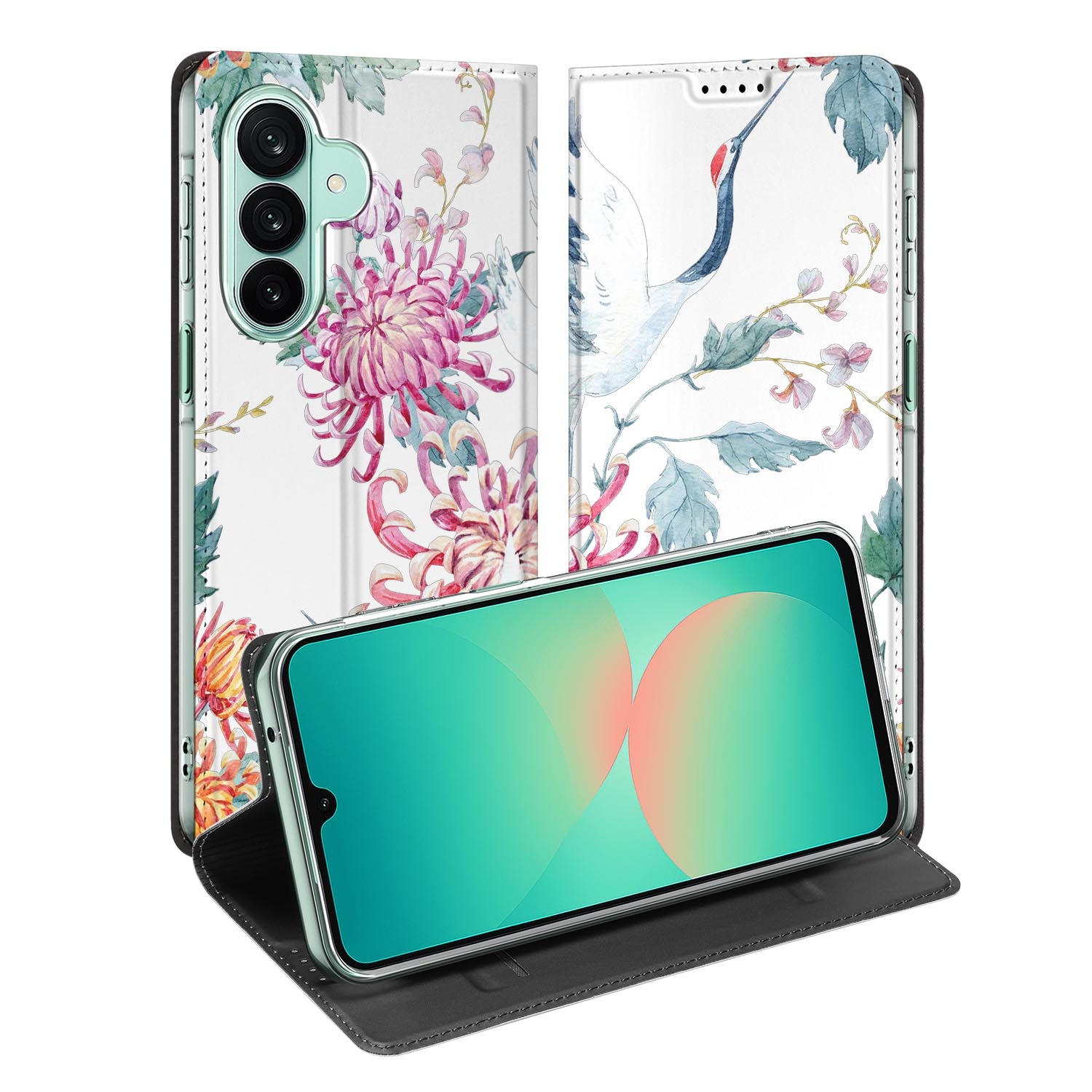 Samsung Galaxy A27 standcase met Bird Flowers-print