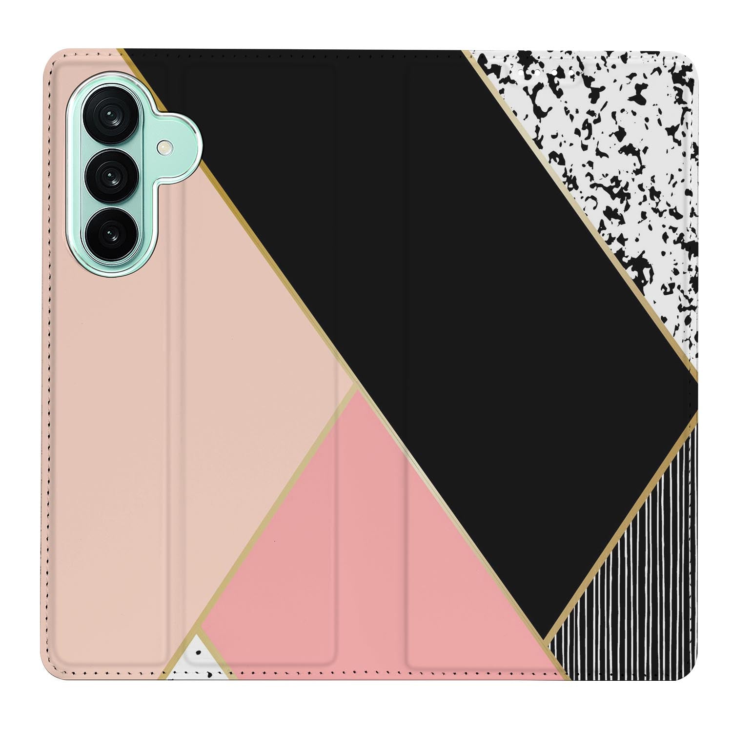Samsung Galaxy A27 boekhoesje Black Pink Shapes met pasjesvak