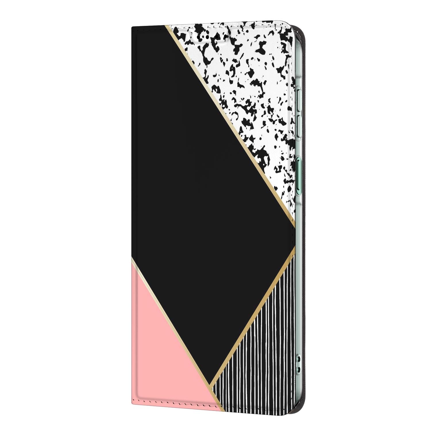Samsung Galaxy A27 standcase Black Pink Shapes met uitklapbare standaard