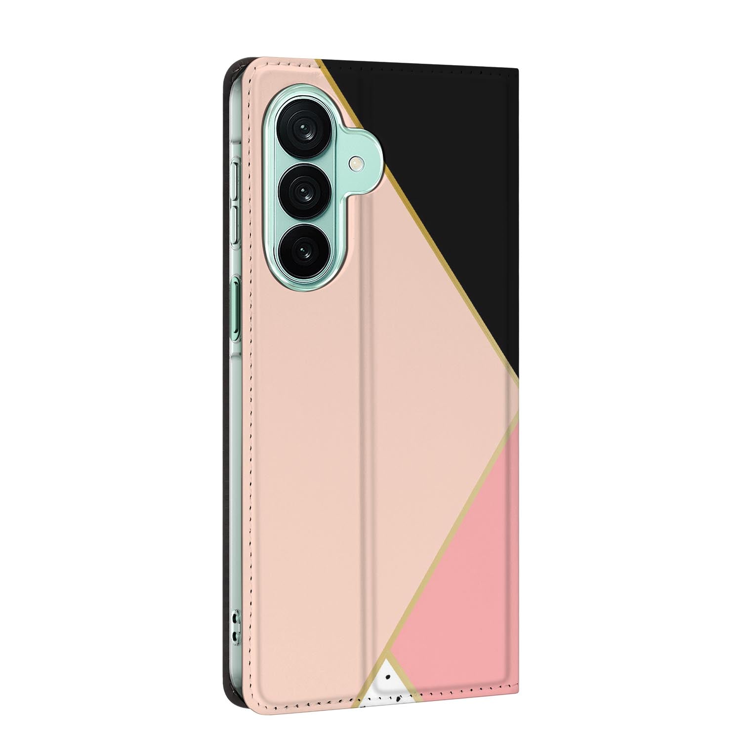 Samsung Galaxy A27 standcase Black Pink Shapes, bescherming voor- en achterkant