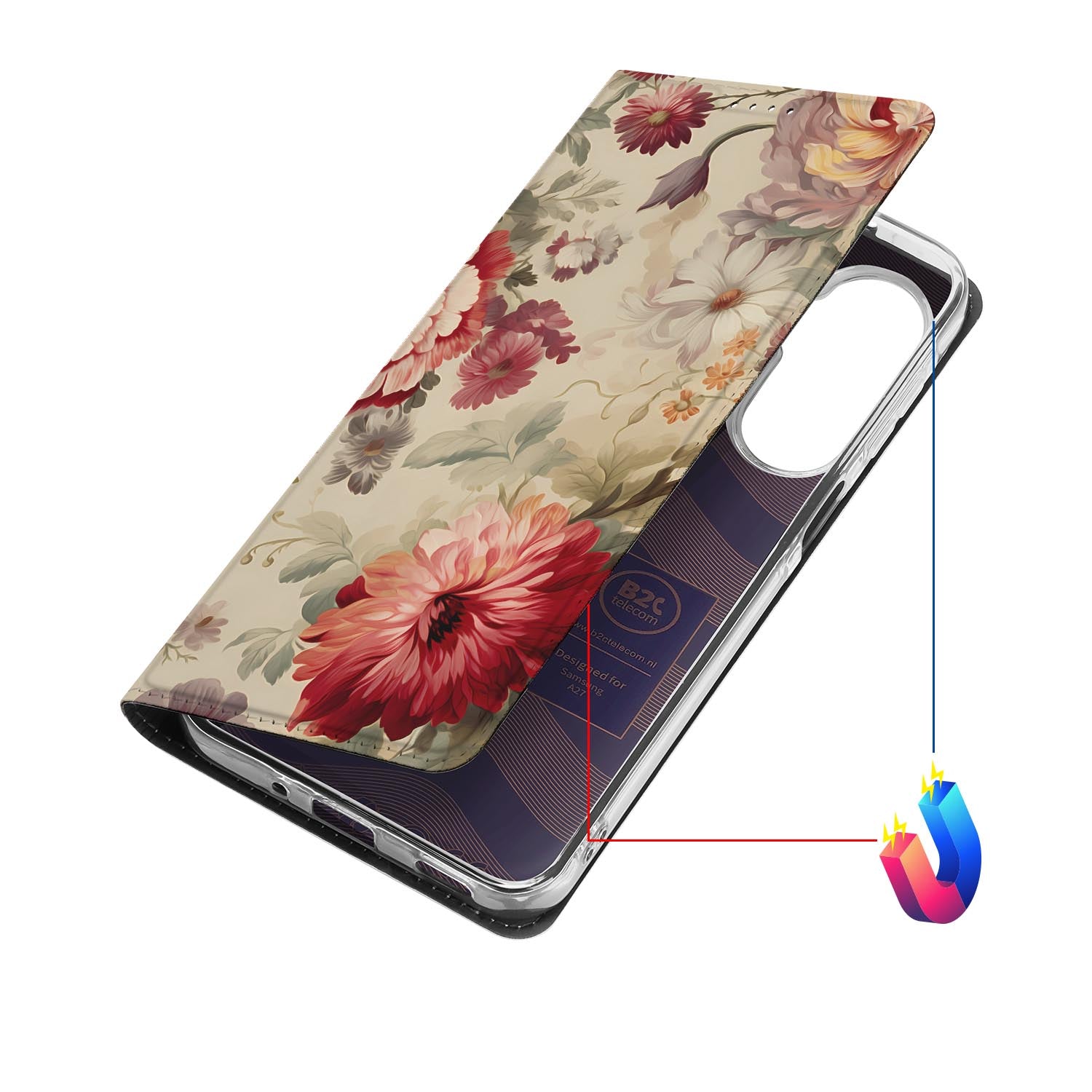 Samsung Galaxy A27 bookcase Bloemen met kunstleren klep