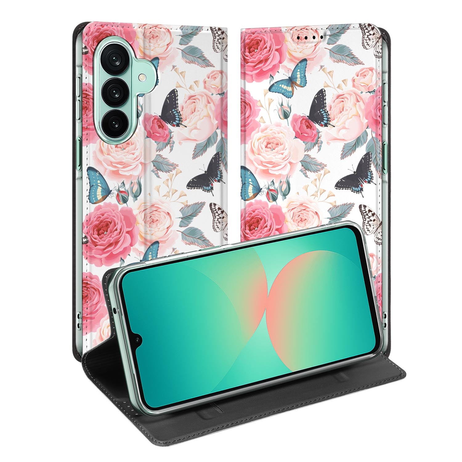 Samsung Galaxy A27 standcase met Butterfly Roses-print