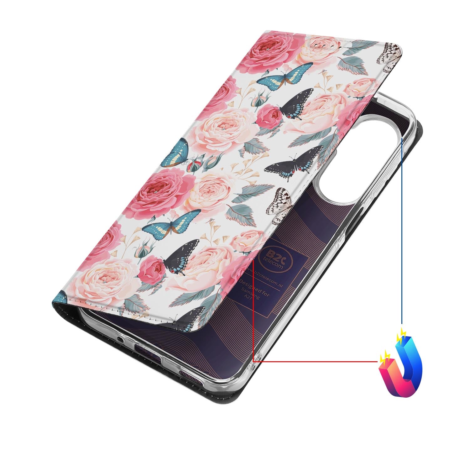 Samsung Galaxy A27 bookcase Butterfly Roses met kunstleren klep