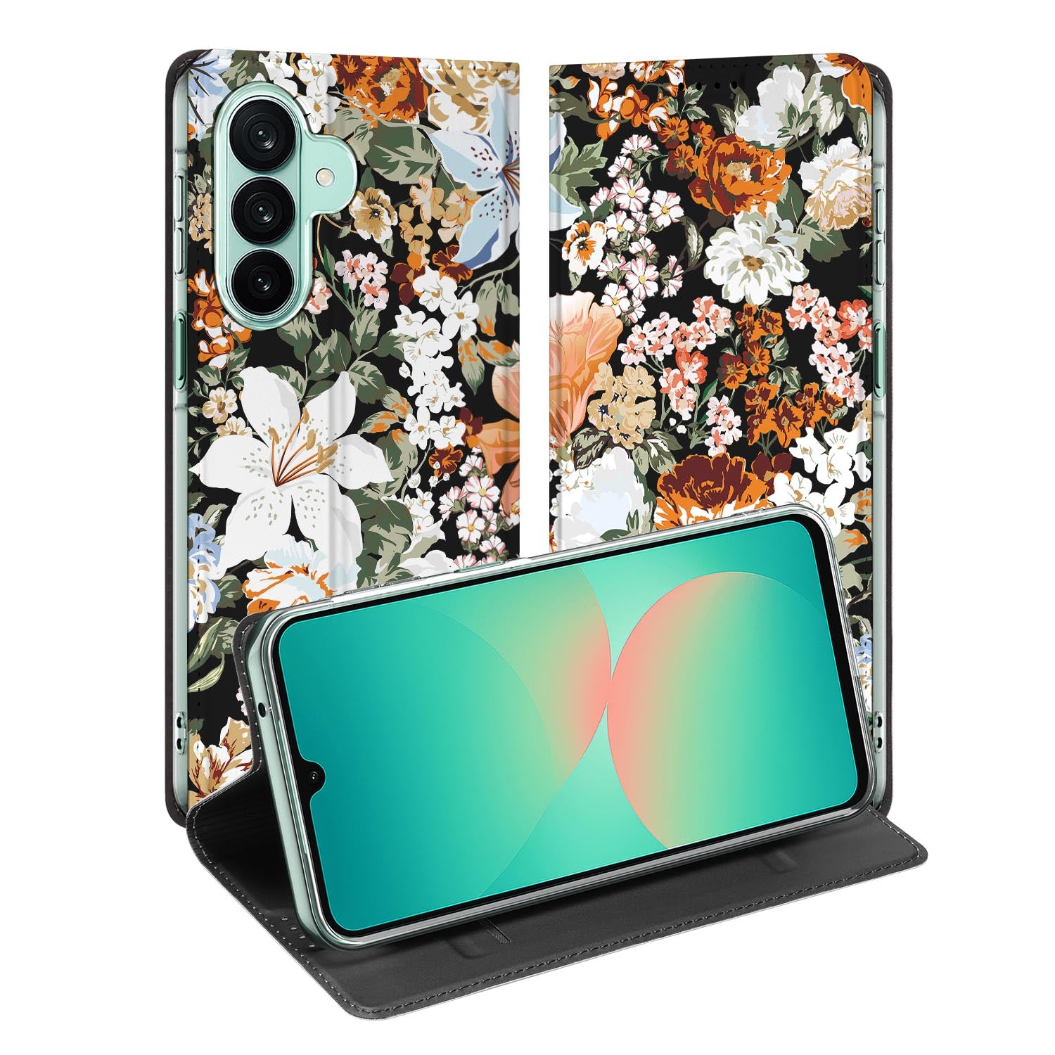 Samsung Galaxy A27 standcase met Dark Flowers-print