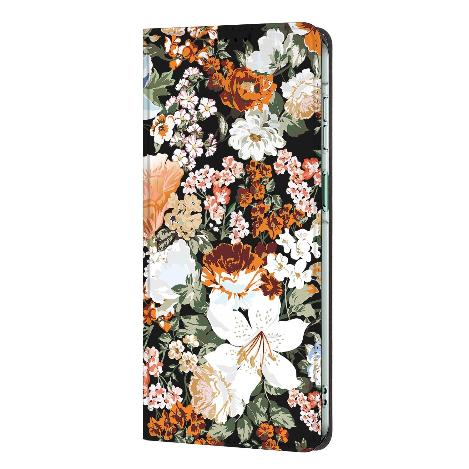 Samsung Galaxy A27 standcase Dark Flowers met uitklapbare standaard
