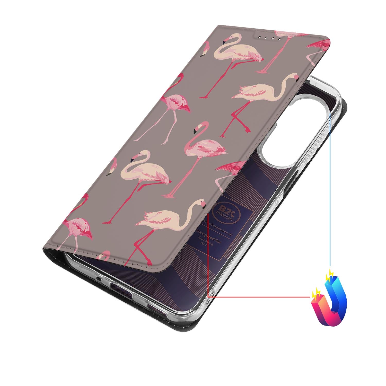 Samsung Galaxy A27 bookcase Flamingo met kunstleren klep