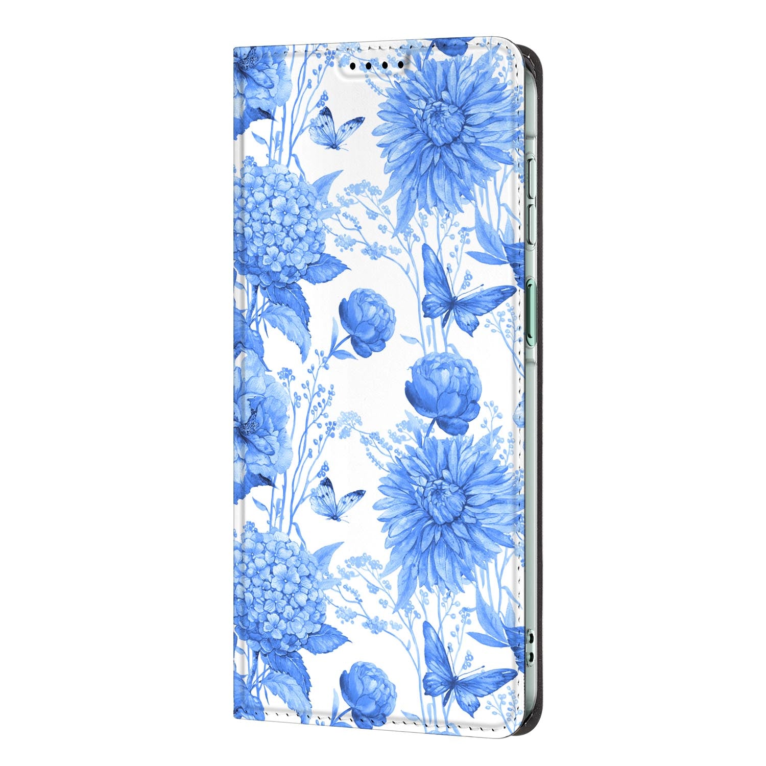 Samsung Galaxy A27 standcase Flowers Blue, bescherming voor- en achterkant
