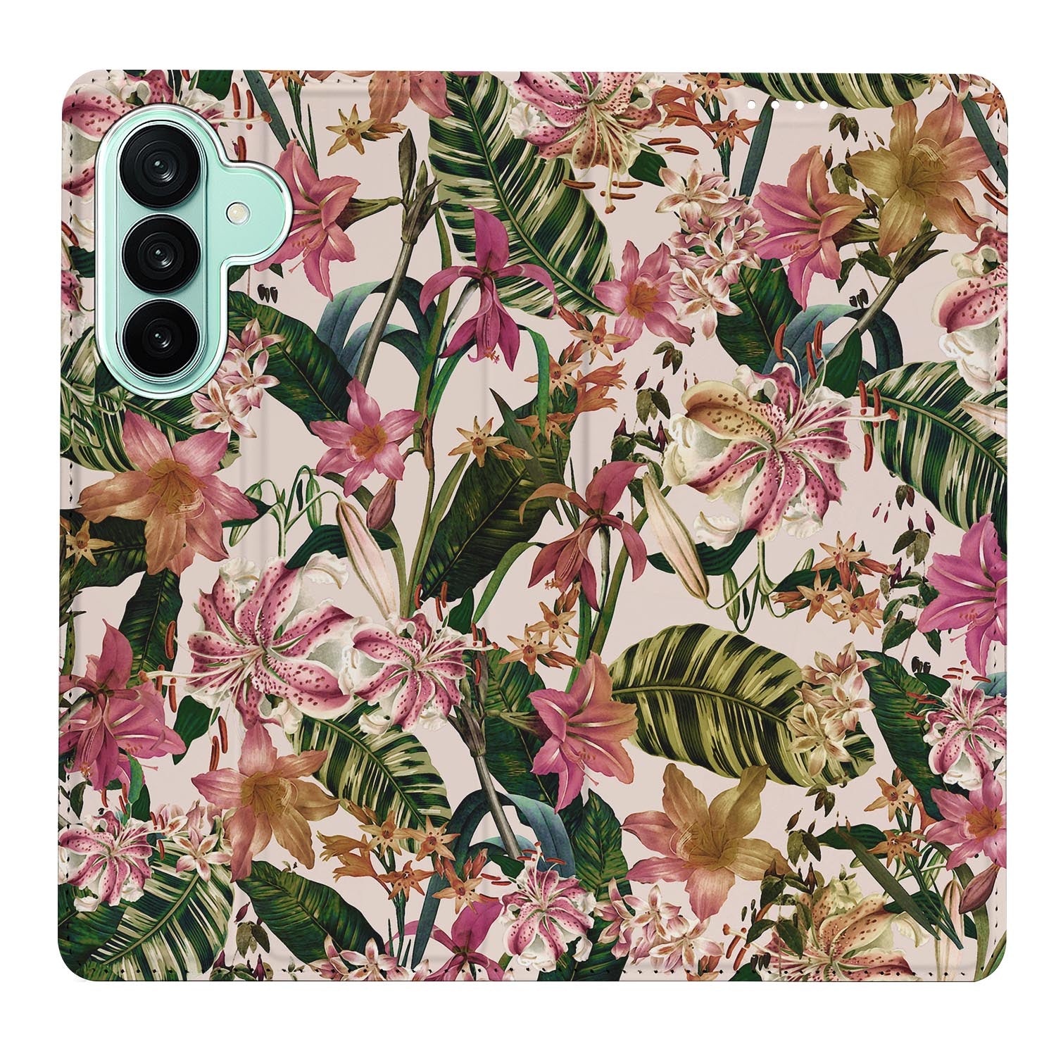 Samsung Galaxy A27 Book Case Flowers Blue – Blauwe Bloemenprint met Standfunctie