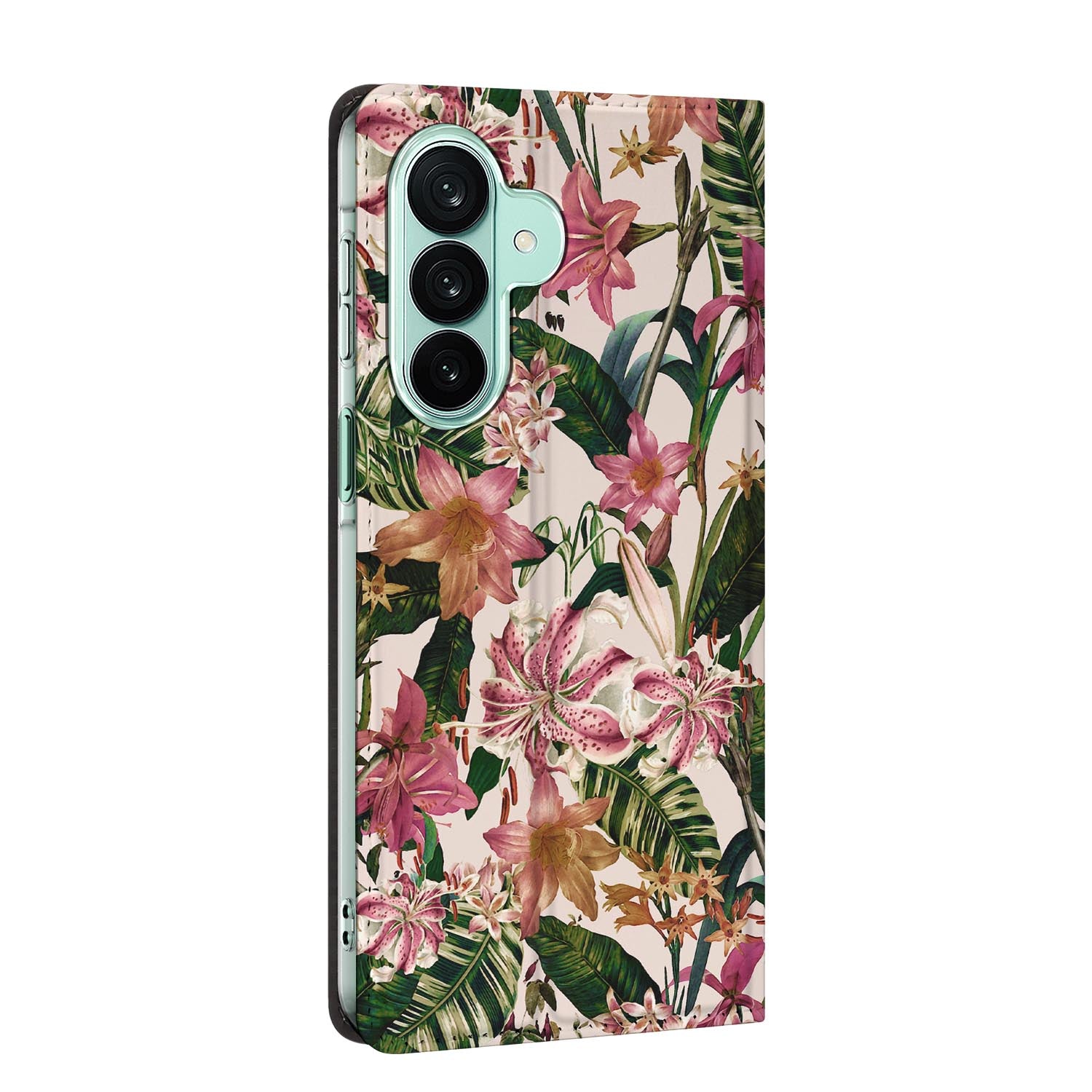 Samsung Galaxy A27 standcase Flowers, bescherming voor- en achterkant