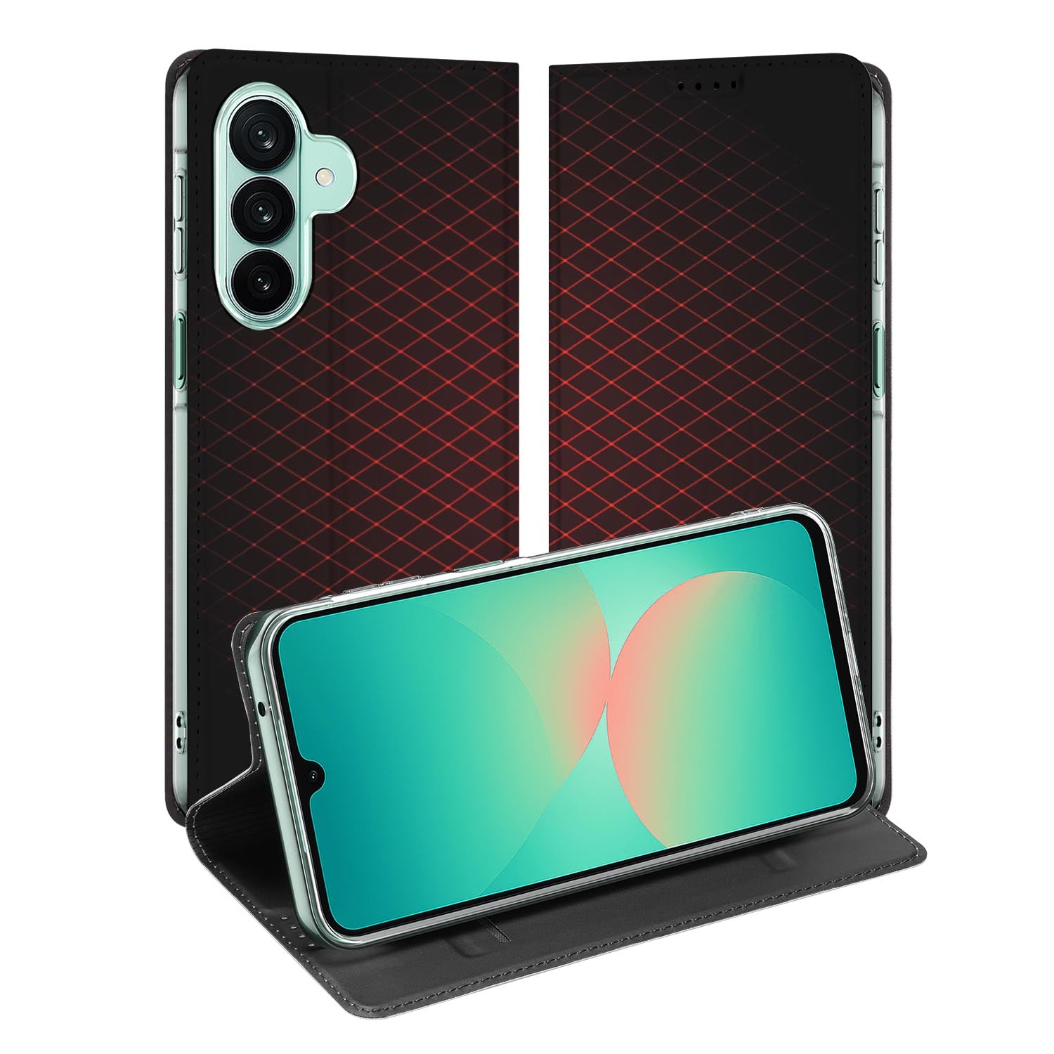 Samsung Galaxy A27 standcase met Geruit Rood-print