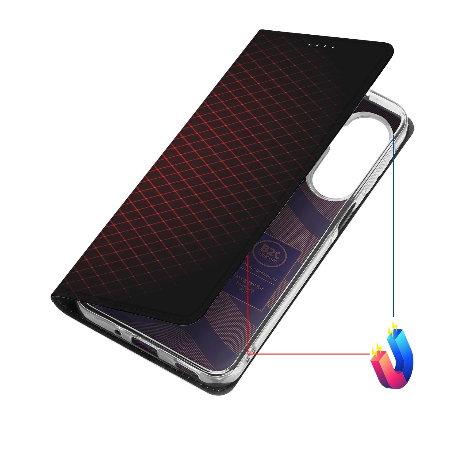 Samsung Galaxy A27 hoesje Geruit Rood met magneetsluiting