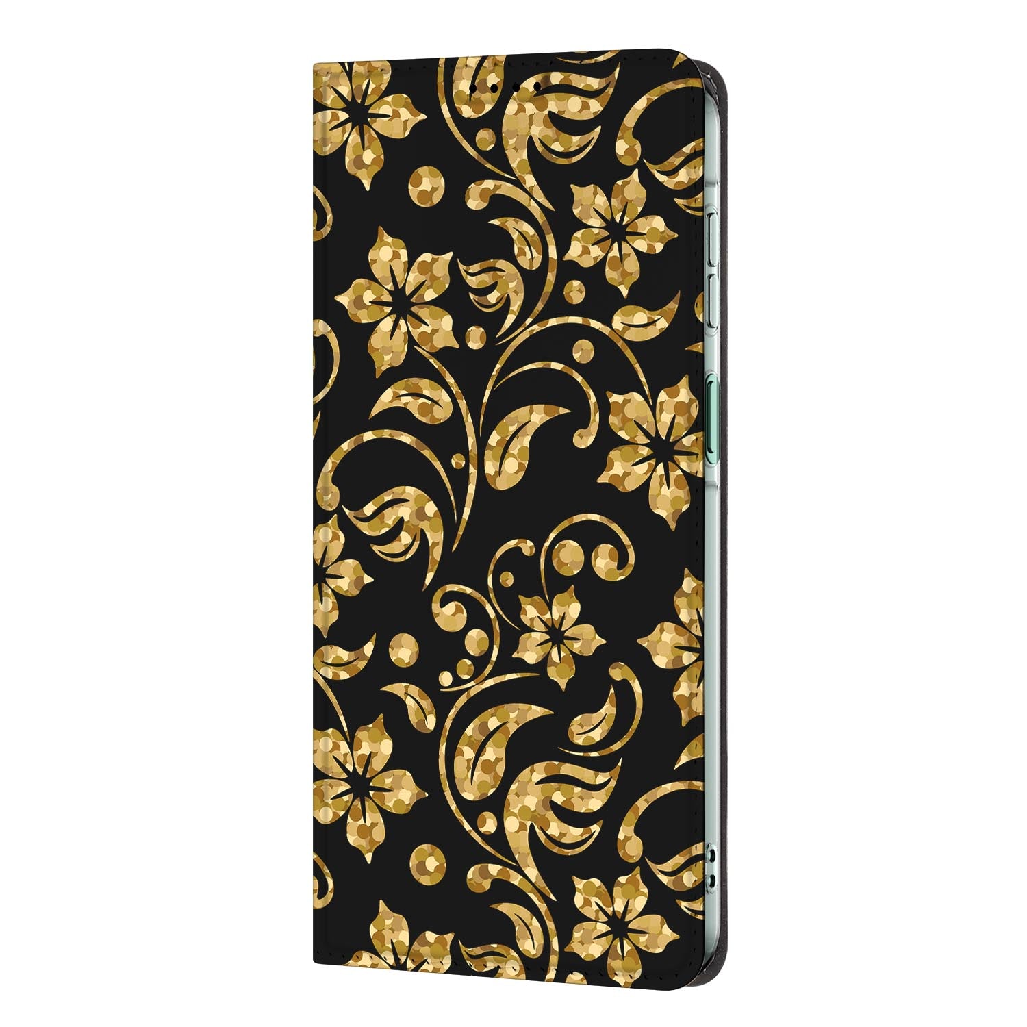 Samsung Galaxy A27 standcase Gouden Bloemen met uitklapbare standaard