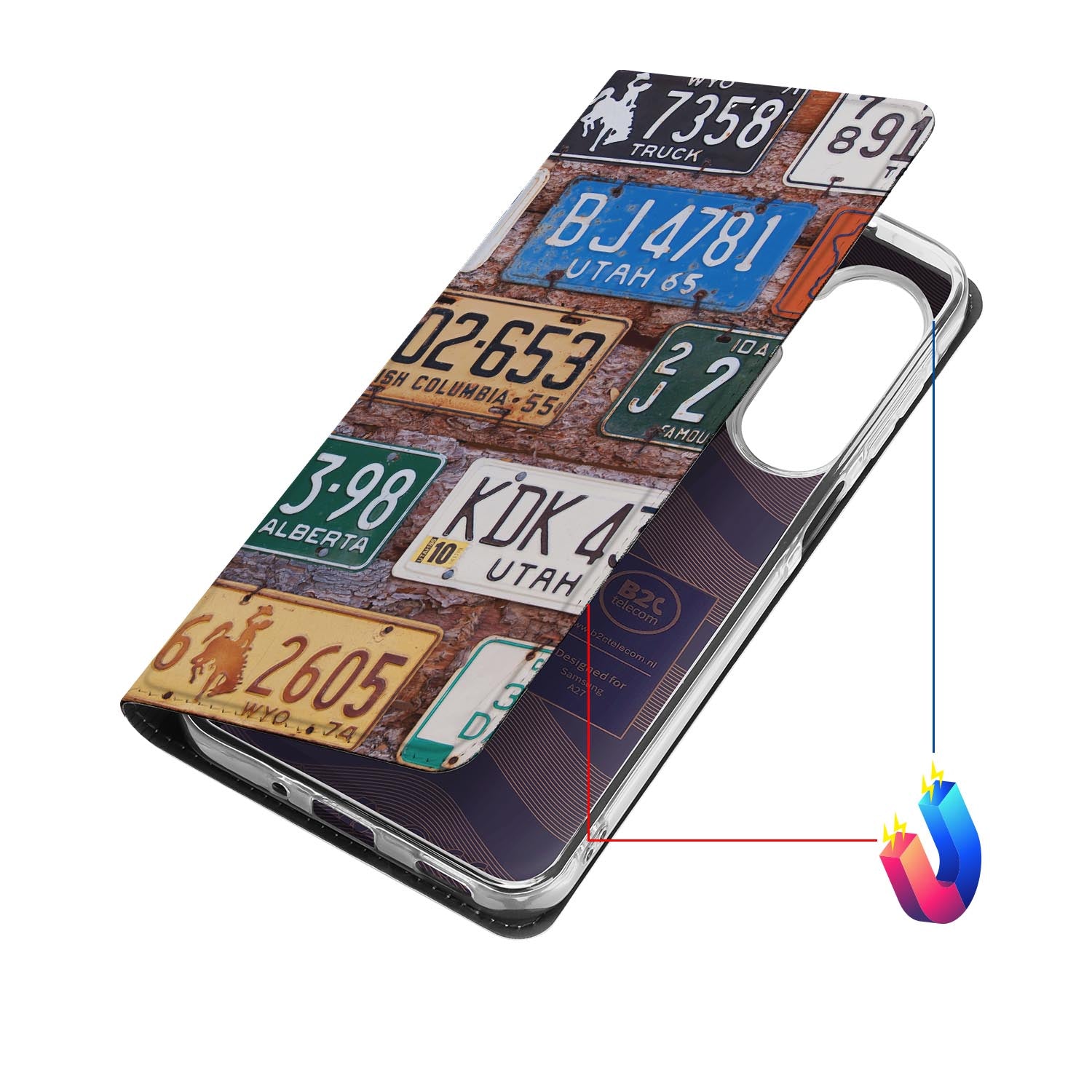 Samsung Galaxy A27 bookcase Kentekenplaten met kunstleren klep