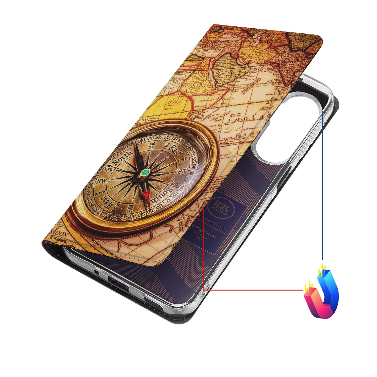 Samsung Galaxy A27 bookcase Kompas met kunstleren klep