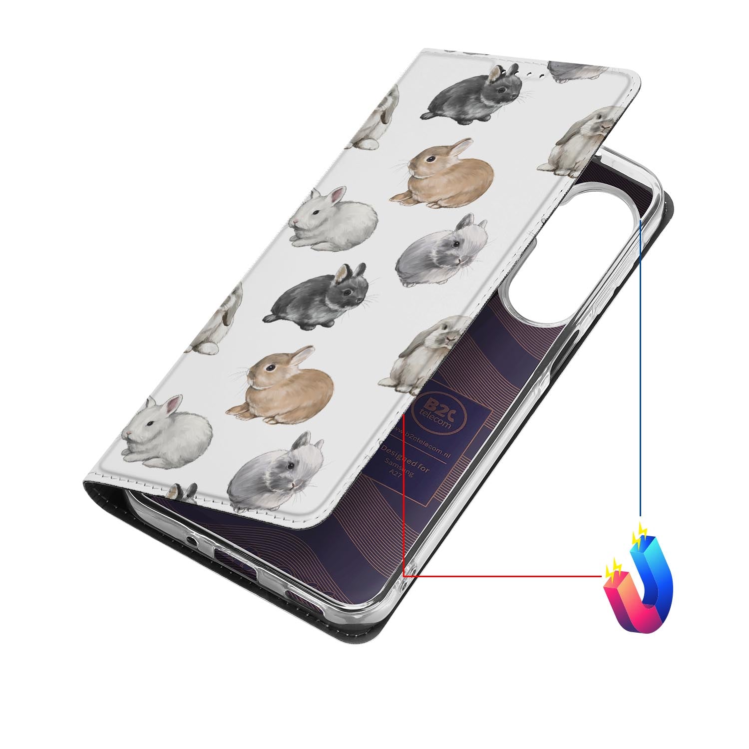 Samsung Galaxy A27 bookcase Konijntjes met kunstleren klep