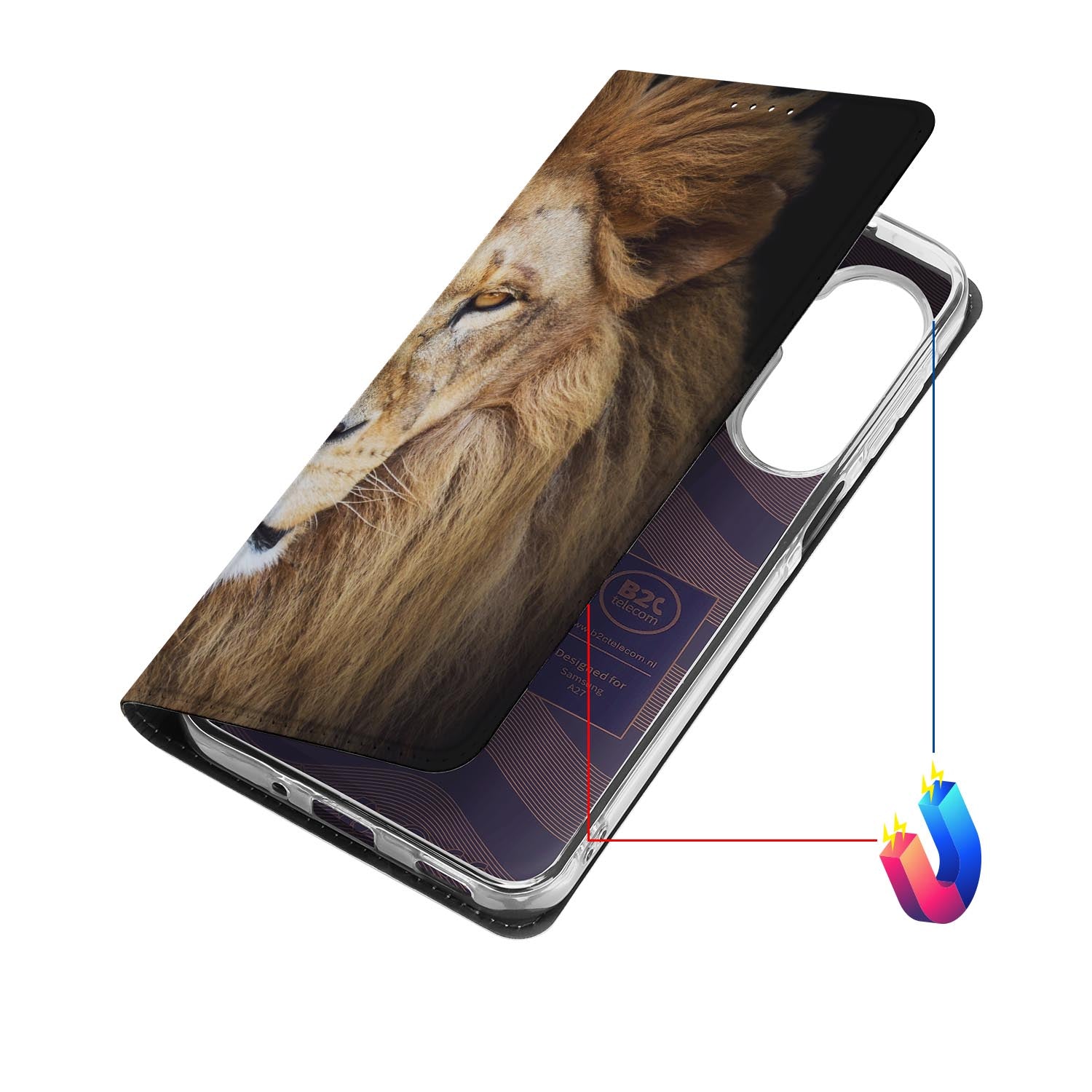 Samsung Galaxy A27 bookcase Leeuw met kunstleren klep