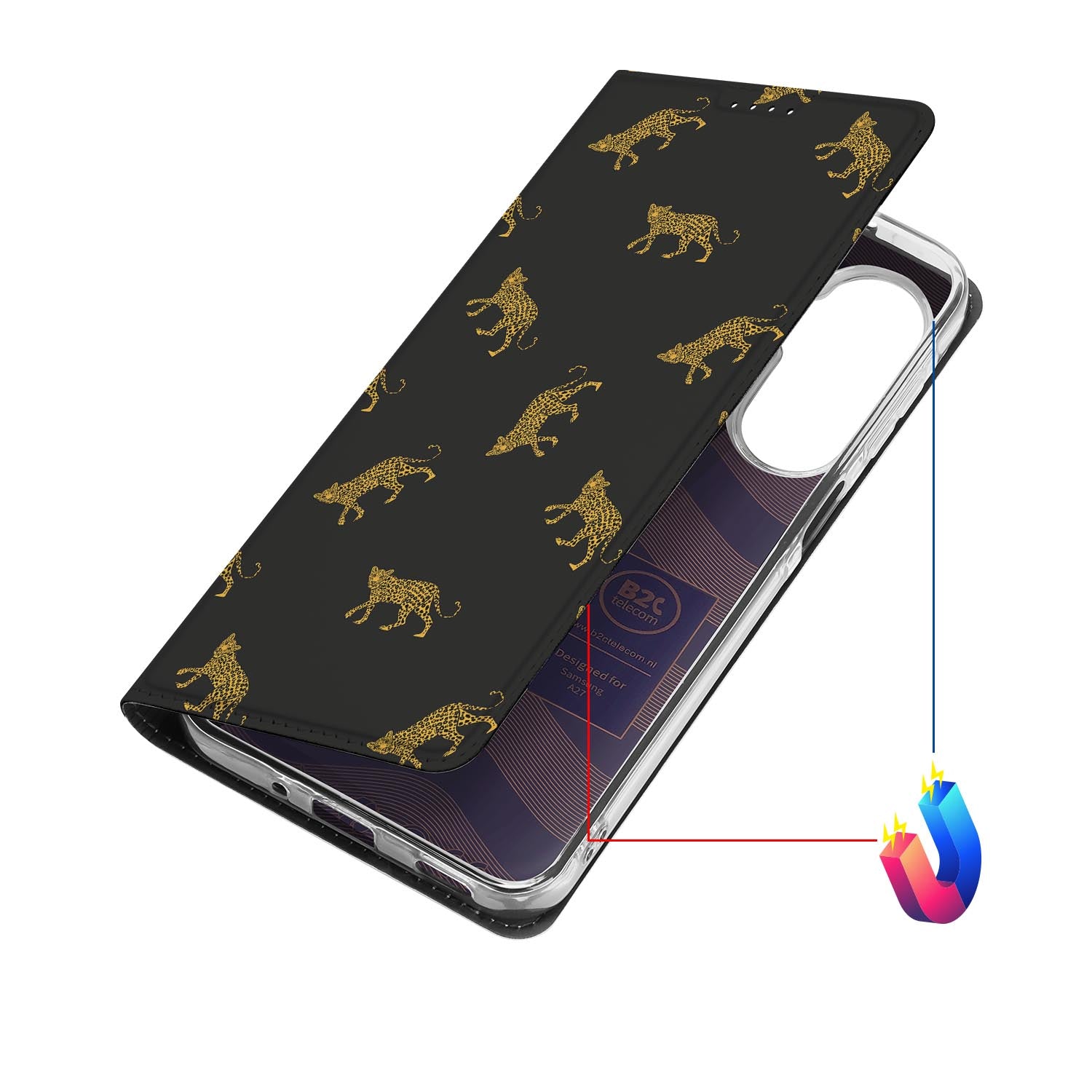 Samsung Galaxy A27 bookcase Leopards met kunstleren klep
