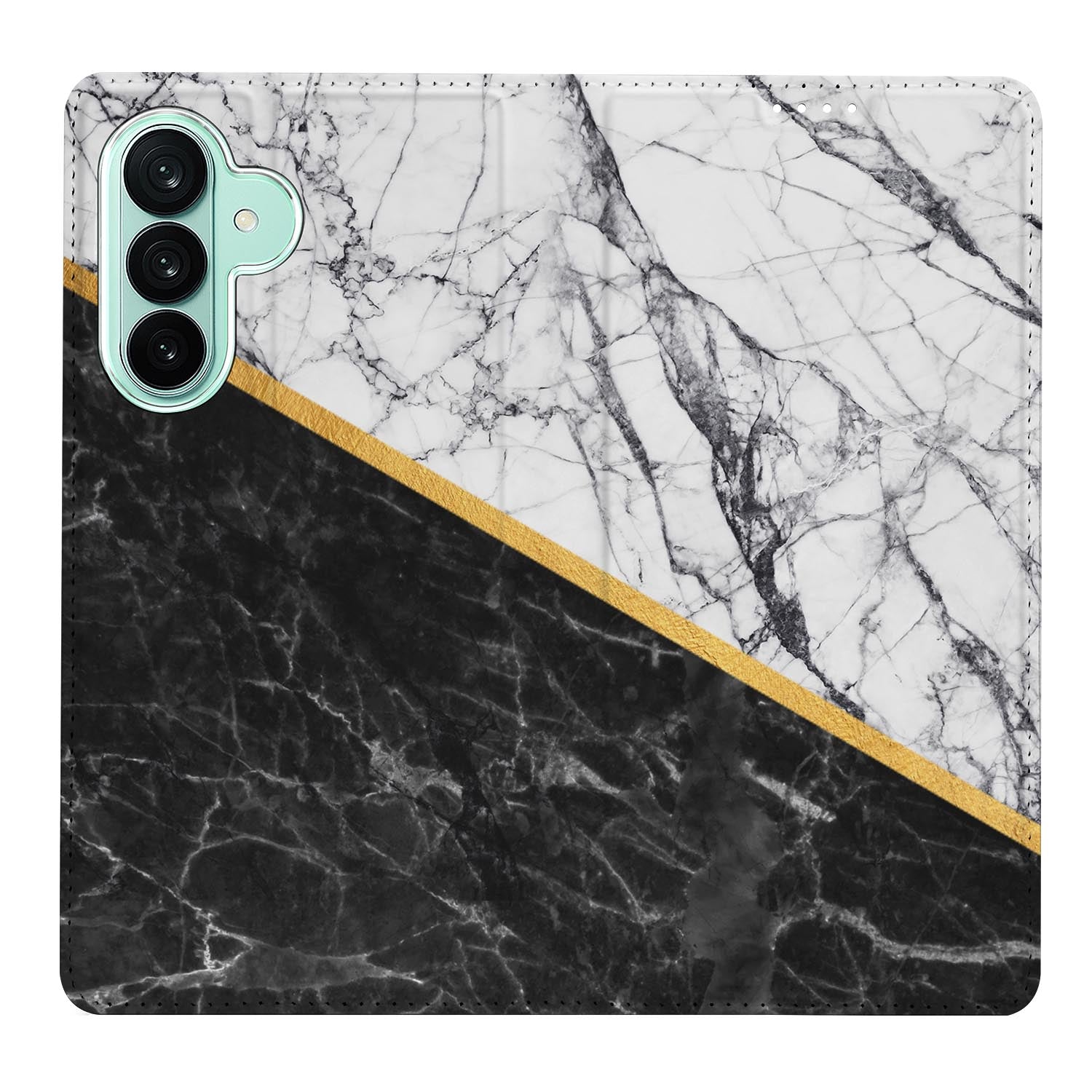 Samsung Galaxy A27 boekhoesje Marble White Black met pasjesvak