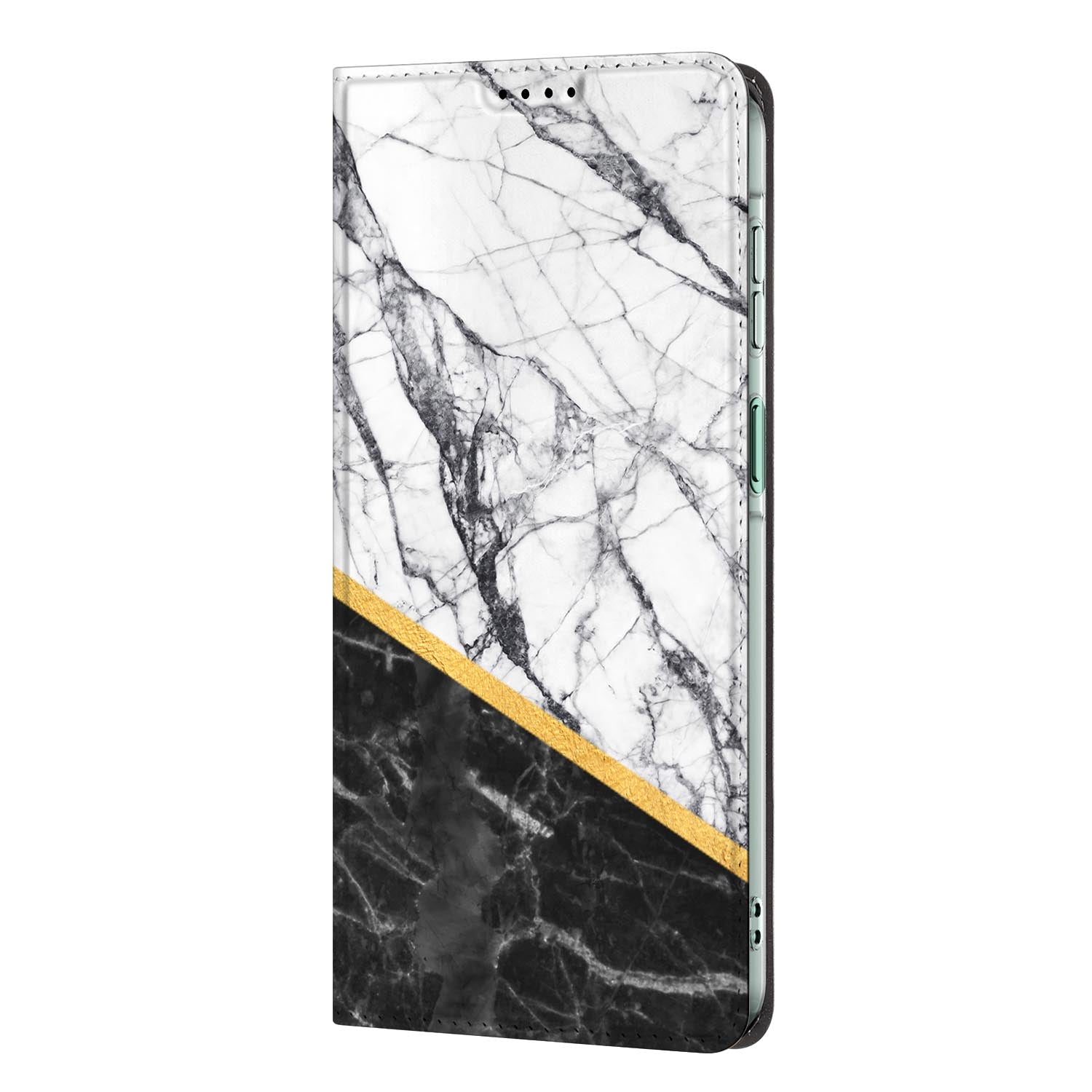 Samsung Galaxy A27 standcase Marble White Black met uitklapbare standaard