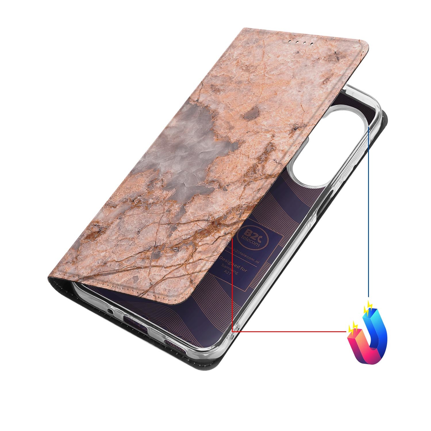 Samsung Galaxy A27 bookcase Marmer Oranje met kunstleren klep