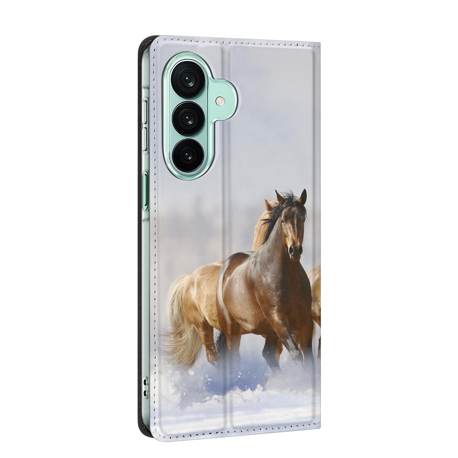 Samsung Galaxy A27 standcase Paarden, bescherming voor- en achterkant