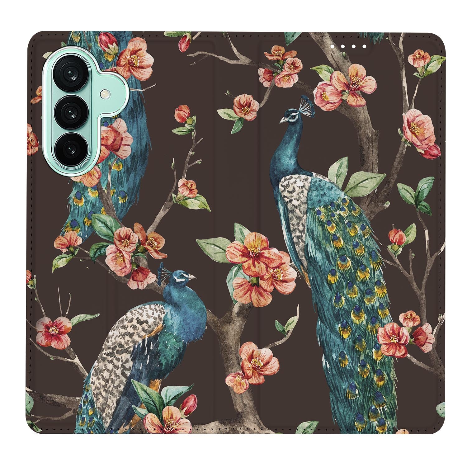 Samsung Galaxy A27 boekhoesje Pauw met Bloemen met pasjesvak