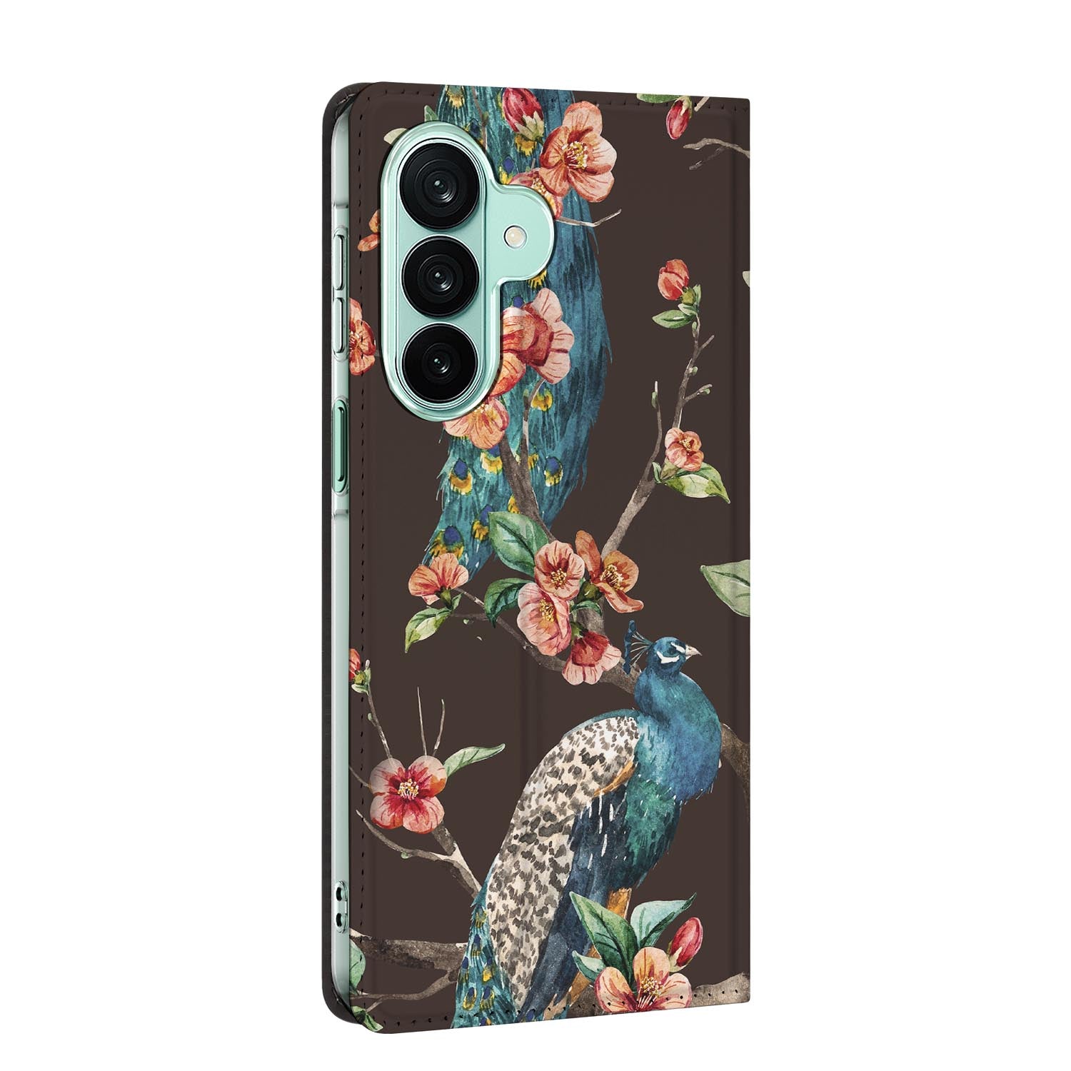 Samsung Galaxy A27 standcase Pauw met Bloemen met uitklapbare standaard