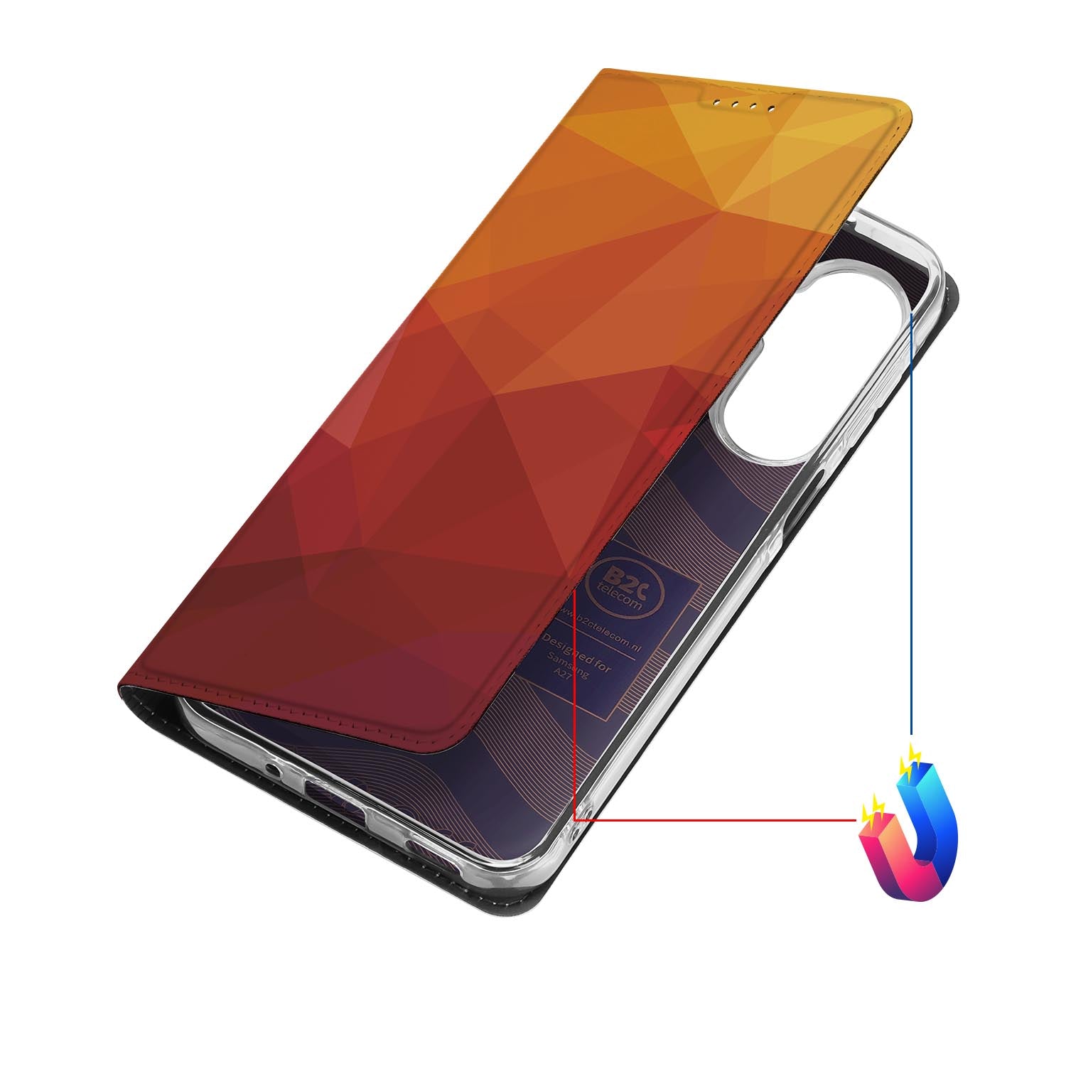Samsung Galaxy A27 bookcase Polygon Red met kunstleren klep