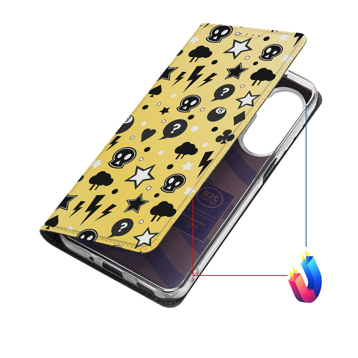 Samsung Galaxy A27 bookcase Punk Yellow met kunstleren klep