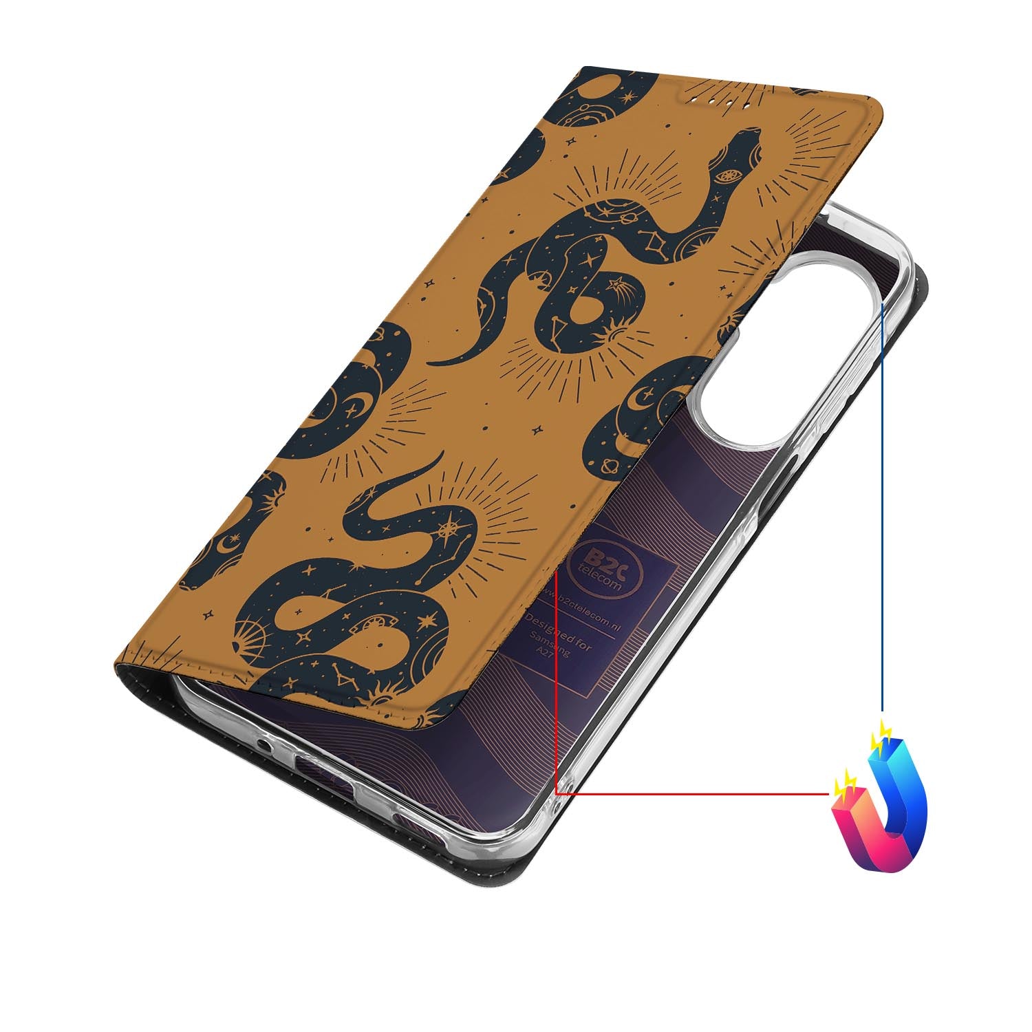 Samsung Galaxy A27 bookcase Snakes met kunstleren klep